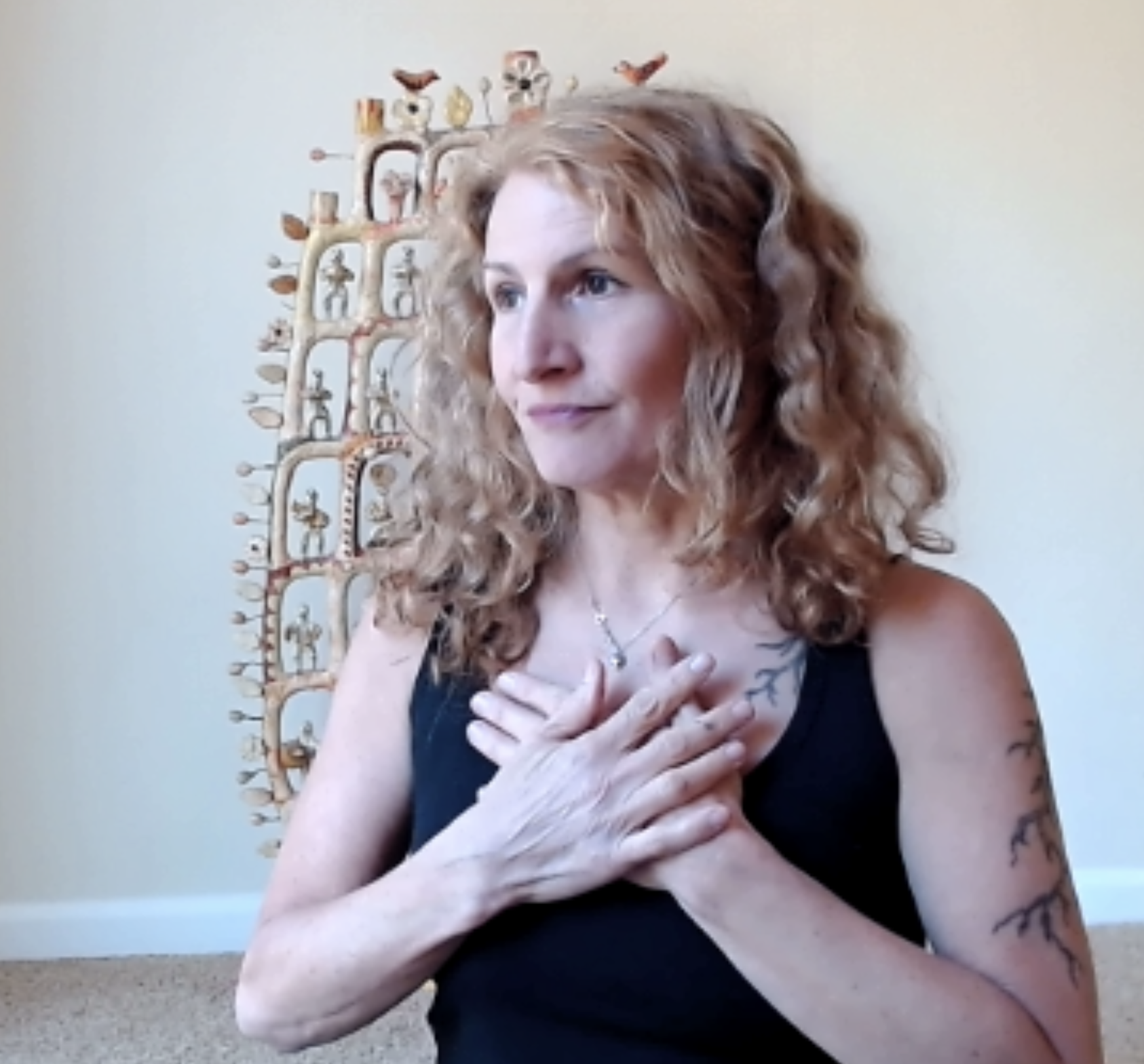 Padma Borrego with hands resting on her heart